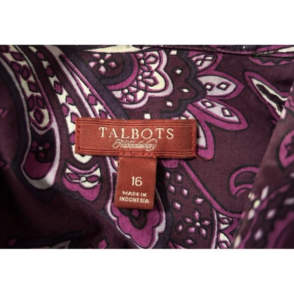 TALBOTS Womens Size 16 Button Down Blouse Paisley Long Sleeve Shirts Stretch - Picture 8 of 9